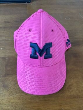 adidas Hot Pink Baseball Cap with Navy 'M' Embroidery